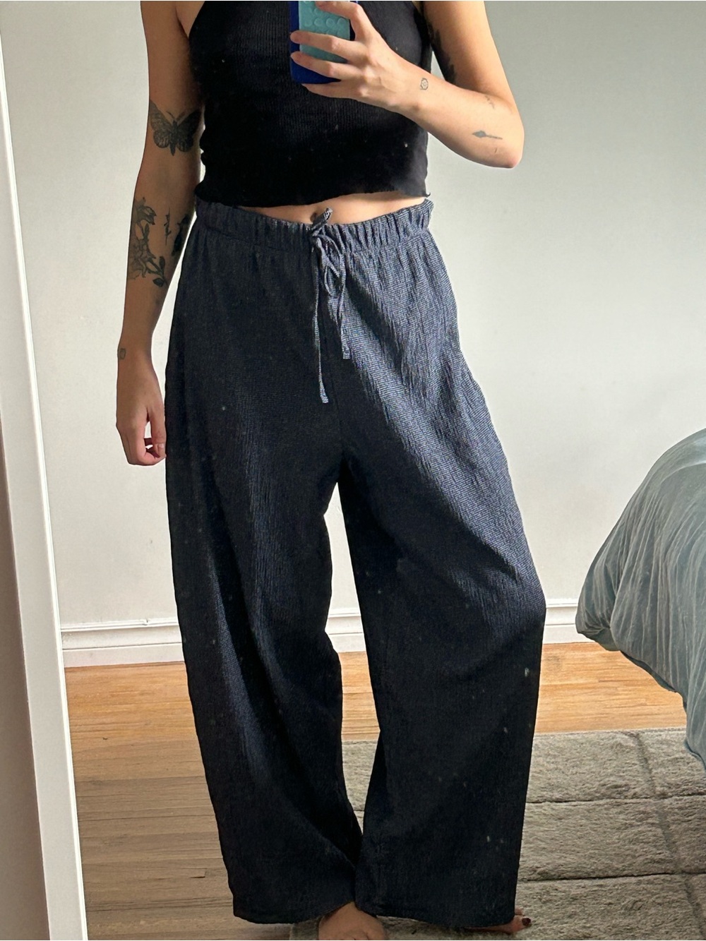 Zara Barrel Relaxed Blue Pants